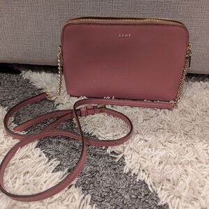 DKNY Pink Crossbody Bag with Gold Chain Strap
